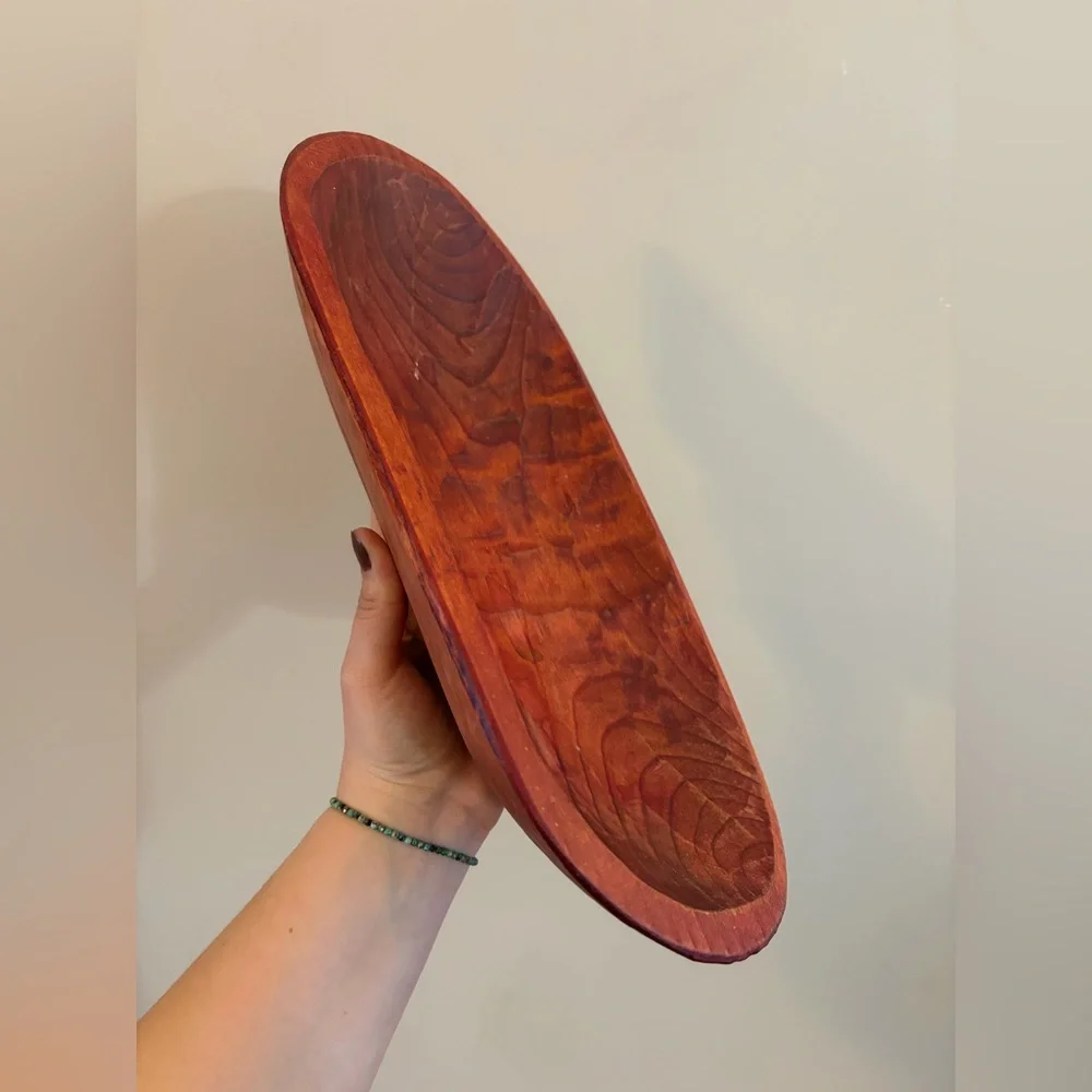 Handmade Wooden Oblong Dough Bowl, Fruit Bowl, Serving Bowl Serveware Farmhouse